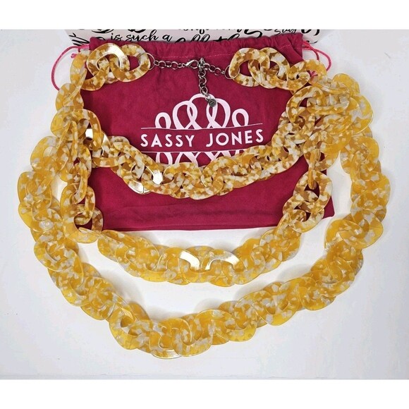 Sassy Jones Zaria Luxe Chain Lemon, Layered Neclace In Box W/ Dust Bag - Picture 2 of 9